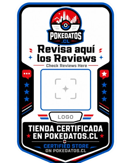 Emblema de Tienda Certificada en PokeDatos.cl con código QR para escanear reviews
