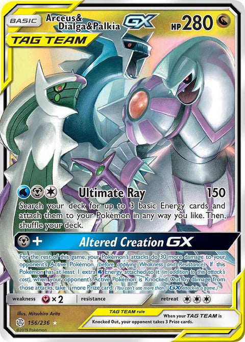 Arceus & Dialga & Palkia-GX - 156/236 - Rare Holo GX (Inglés Foil NM)