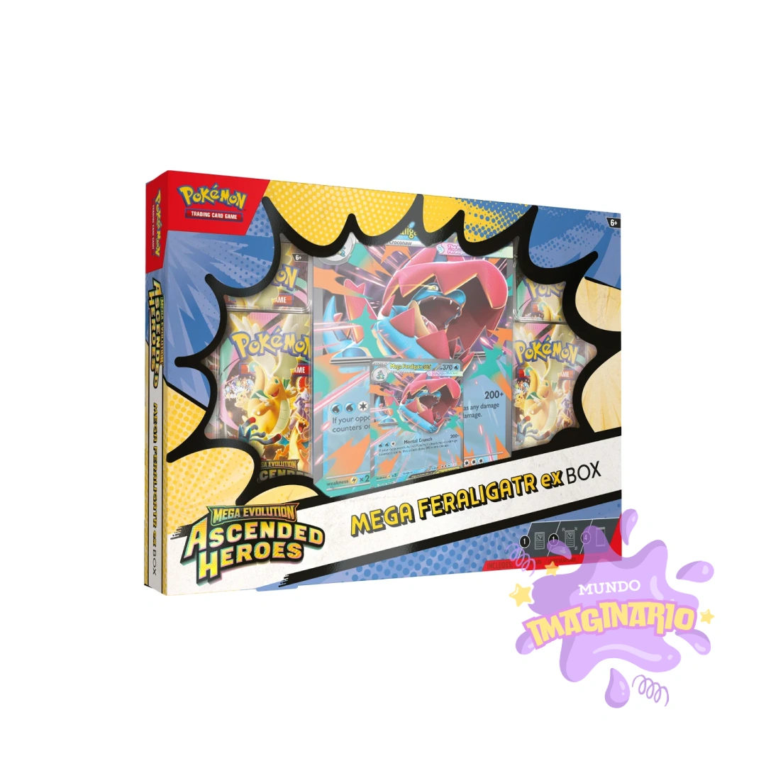 Caja de Colección – Mega Evolución – Ascenso Heroico – Mega Feraligatr & Emboar ex – 🇪🇸 Español