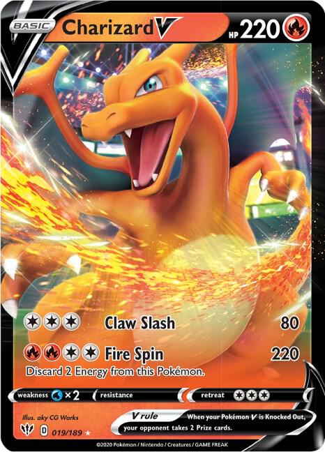 Charizard V - 019/189 - Holo Rare V (Inglés Foil NM)