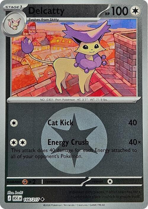 Delcatty – Common Reverse Holo Pokeball – 166/217 – Inglés