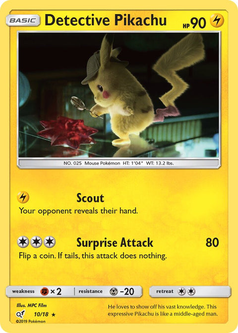 Detective Pikachu - 10/18 - Rare (Inglés Foil NM)