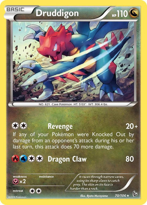 Druddigon - 70/106 - Rare Holo (Inglés Foil LP)