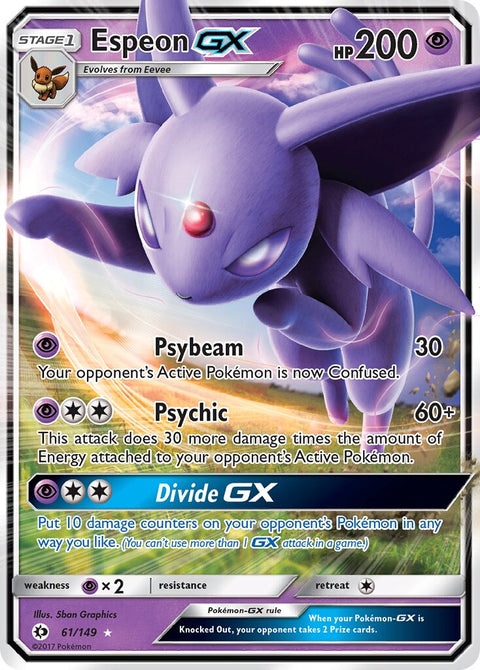 Espeon-GX - 61/149 - Rare Holo GX (Inglés Foil NM)