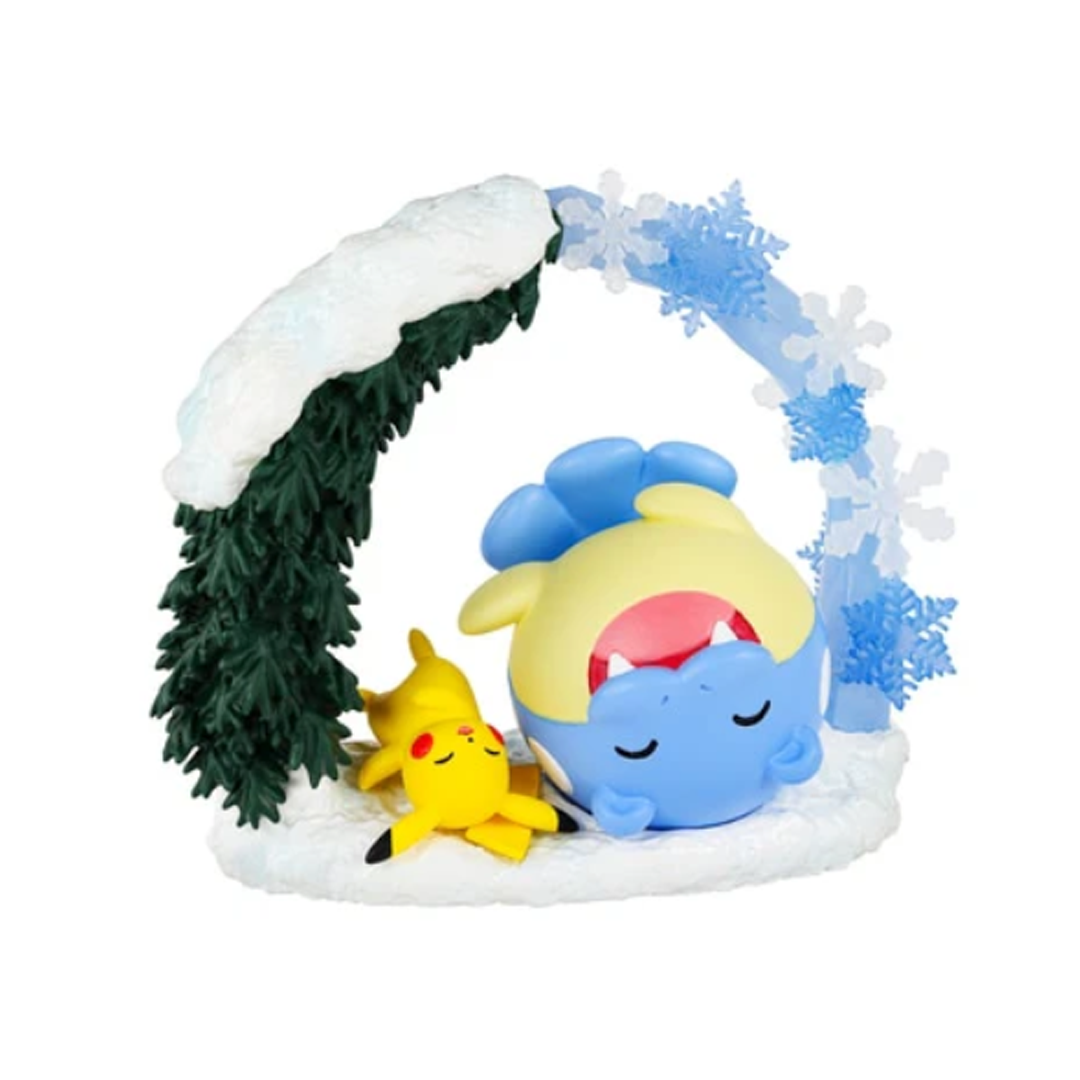 Figura Pokémon Re-Ment Spheal y Pikachu Diorama Collection
