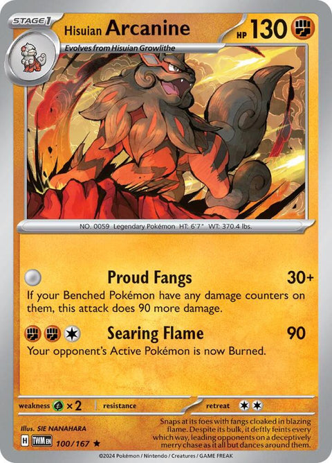 Hisuian Arcanine - 100/167 - Rare (Español Foil NM)