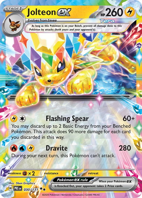 Jolteon ex - 030/131 - Double Rare (Inglés Foil NM)