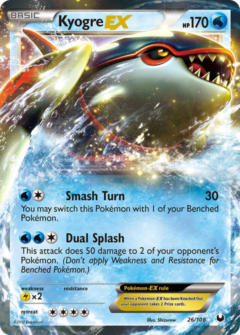 Kyogre-EX - 26/108 - Rare Holo EX (Inglés Foil HP)