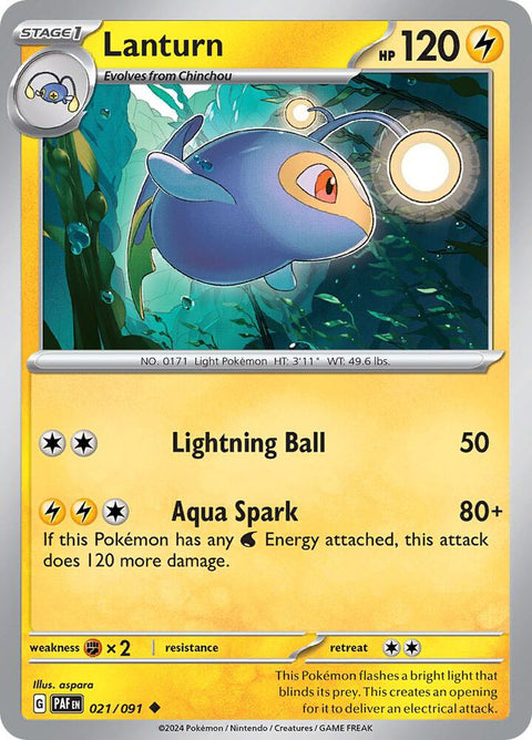 Lanturn - 021/091 - Uncommon (Inglés Reverse Holo NM)