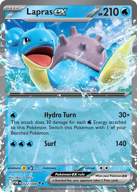 Lapras ex - 022/088 - Double Rare (Inglés Foil NM)