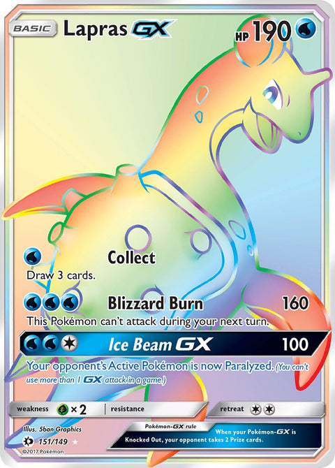 Lapras-GX - 151/149 - Rare Rainbow (Inglés Foil LP)