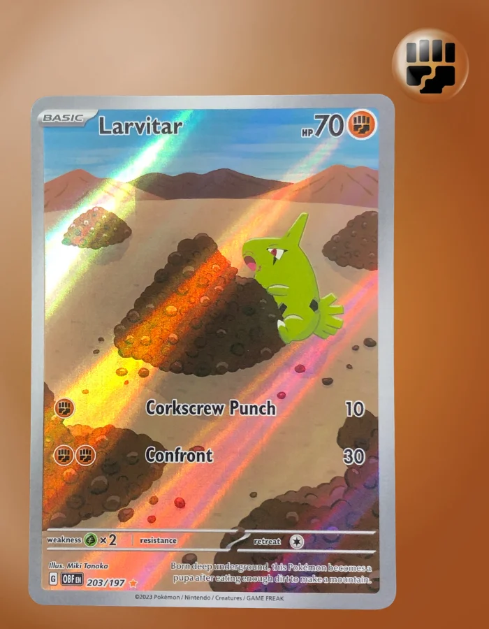 Larvitar 203/197 - Holofoil SV03 Obsidian Flames - Illustration Rare