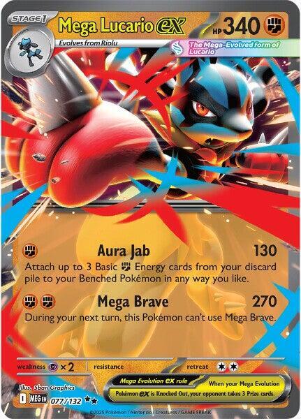 Mega Lucario ex - 077/132 - Double Rare (Inglés Foil NM)