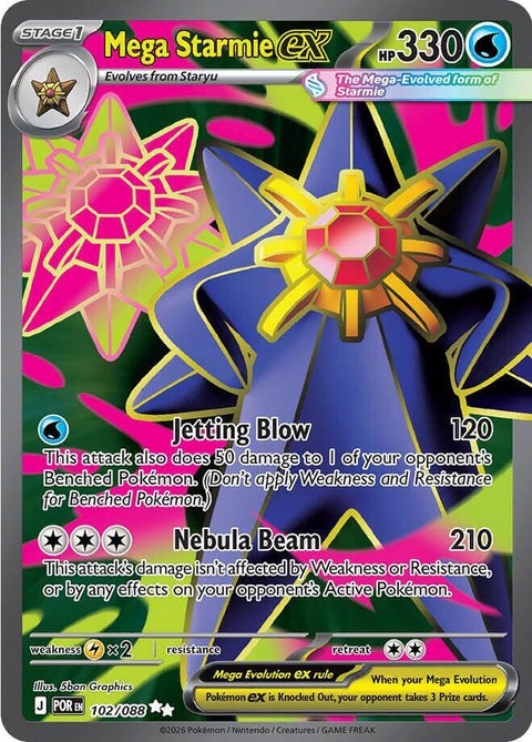 Mega Starmie ex - 102/088 - Ultra Rare (Inglés Foil NM)
