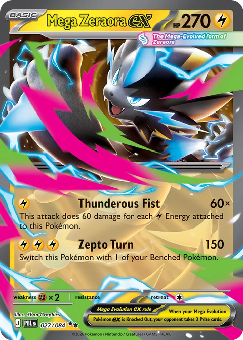Mega Zeraora ex - 027/084 - Double Rare (Inglés Foil NM)