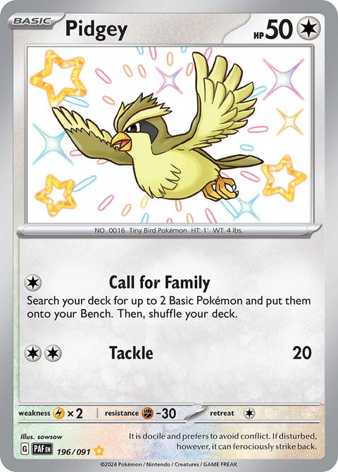 Pidgey - 196/091 - Shiny Rare (Español Foil NM)