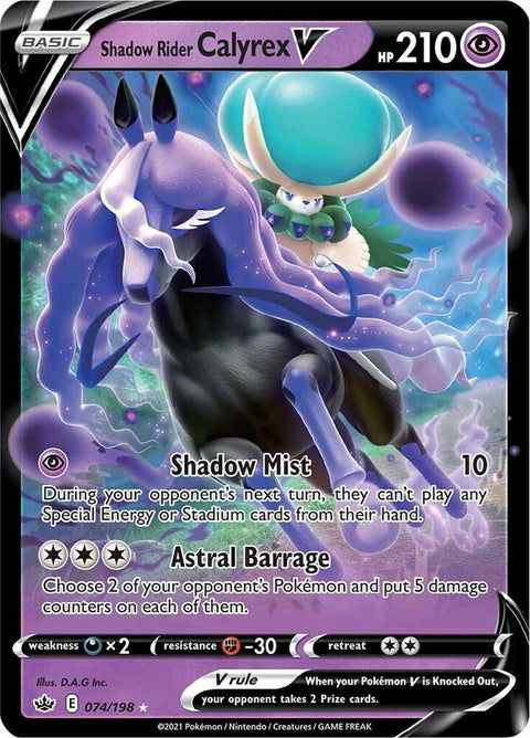 Shadow Rider Calyrex V - 074/198 - Holo Rare V (Inglés Foil NM)