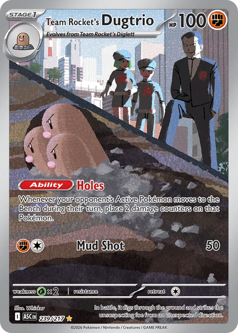 Team Rocket's Dugtrio - 239/217 - Illustration Rare (Inglés Foil NM)