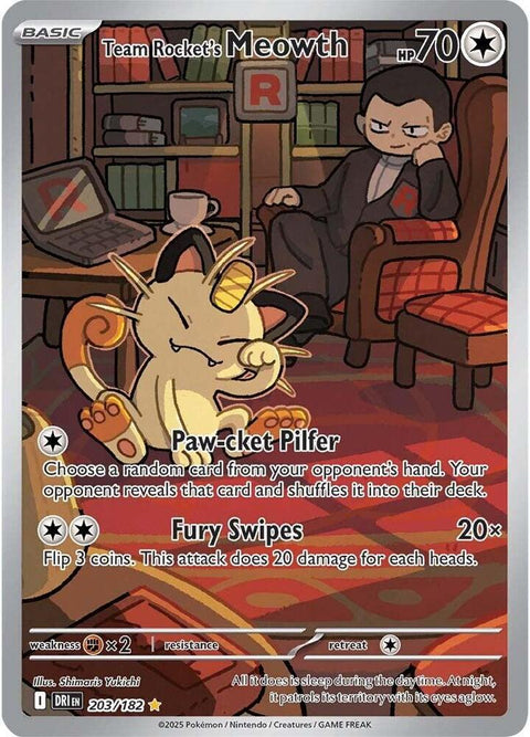 Team Rocket’s Meowth – 203/182 – Illustration Rare - Ingles