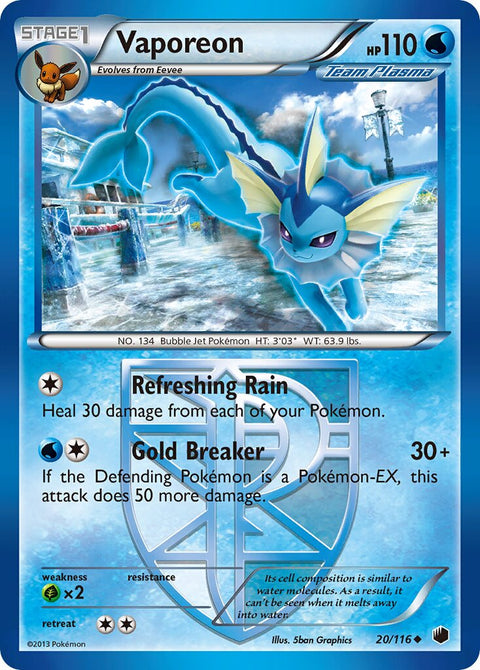 Vaporeon - 20/116 - Uncommon (Inglés Reverse Holo LP)