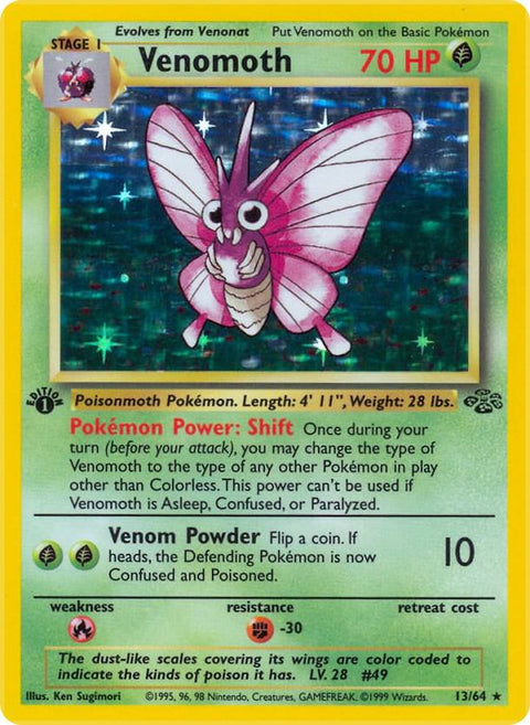 Venomoth - 13/64 - 1st Edition Holofoil Rare Holo (Inglés 1st Edition Holofoil LP)