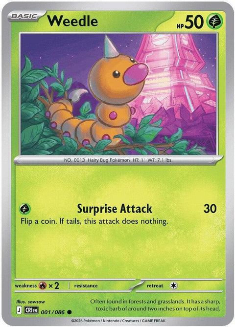 Weedle – 001/086 – ME04: Chaos Rising (Reverse Holo)